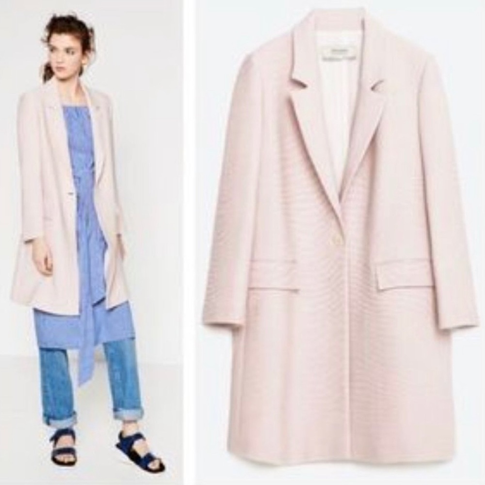 Zara ottoman ribbed pink blazer coat jacket M